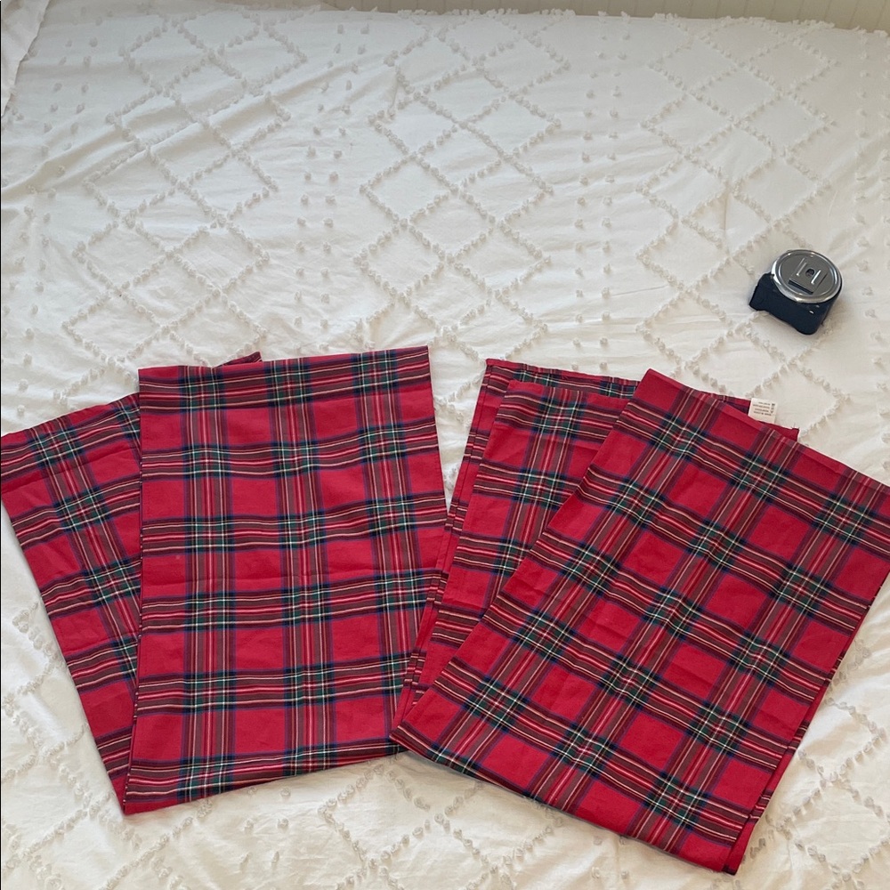 2 Red Plaid Table Runners 13 X 84 new